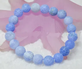 Natural Frost Blue Agate 10mm Round Beads Bracelet