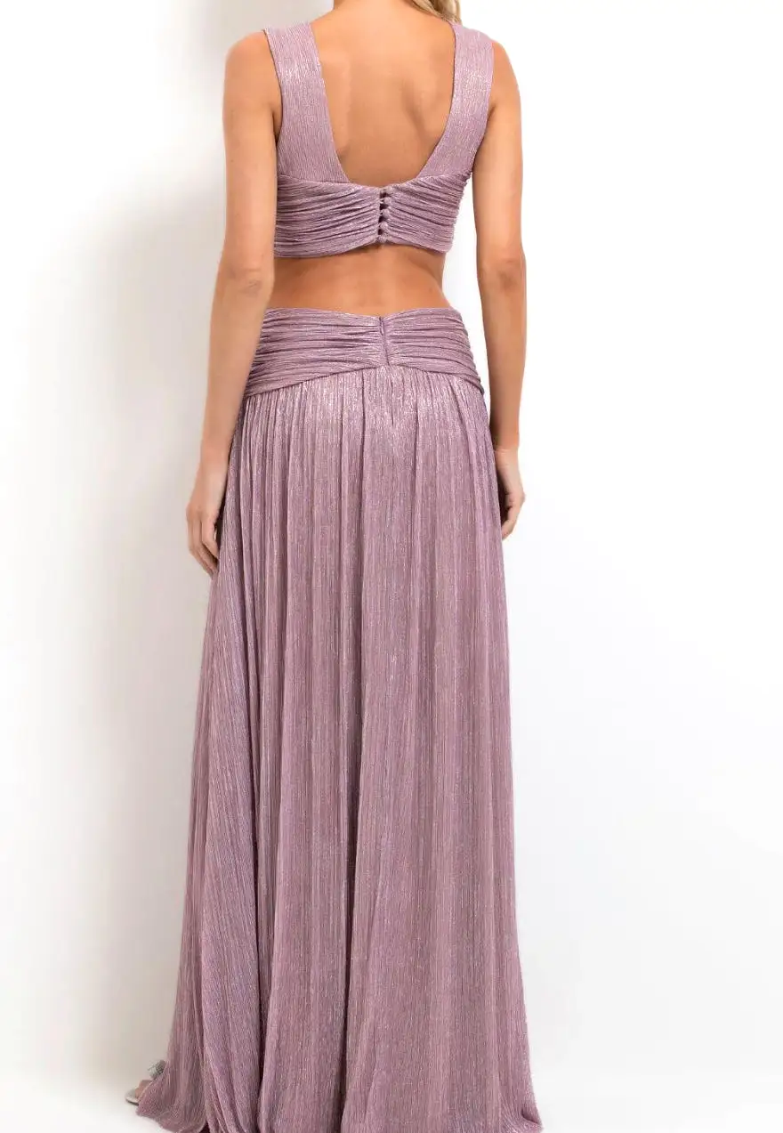 Patbo - Lurex Plunge Maxi Dress - Blush