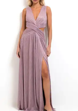 Patbo - Lurex Plunge Maxi Dress - Blush