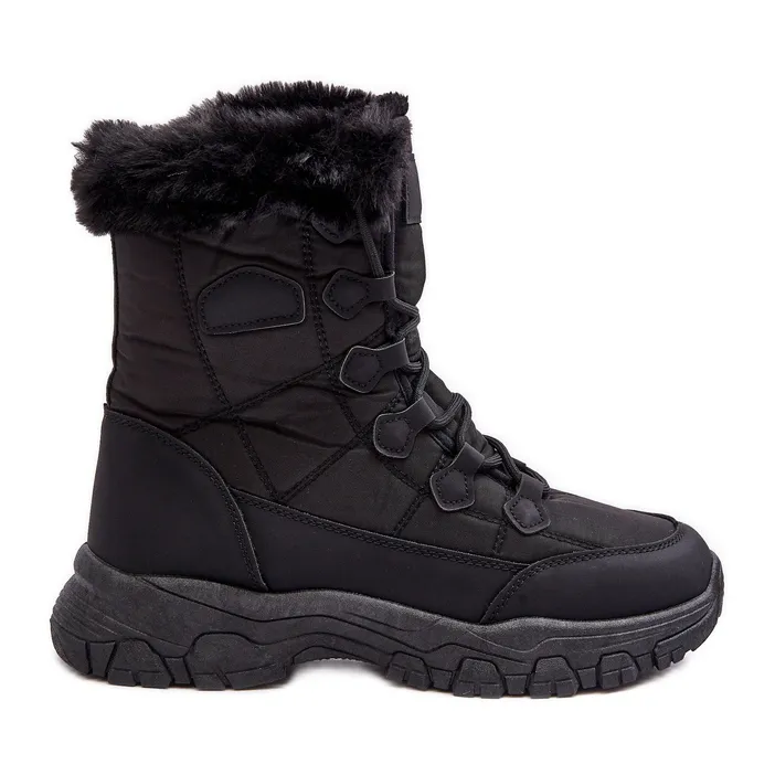 PE1 Women's snow boots with fur and zipper, Black Vittora