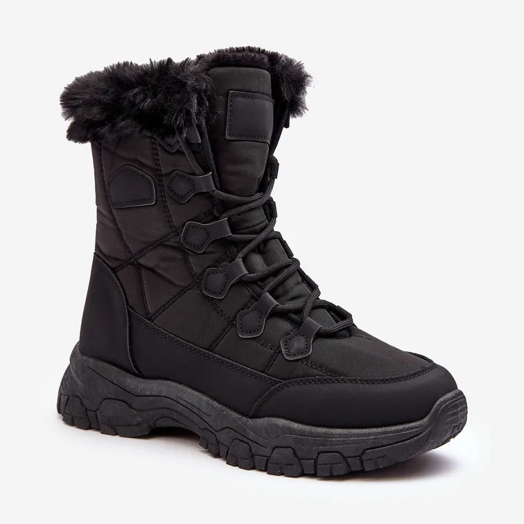 PE1 Women's snow boots with fur and zipper, Black Vittora