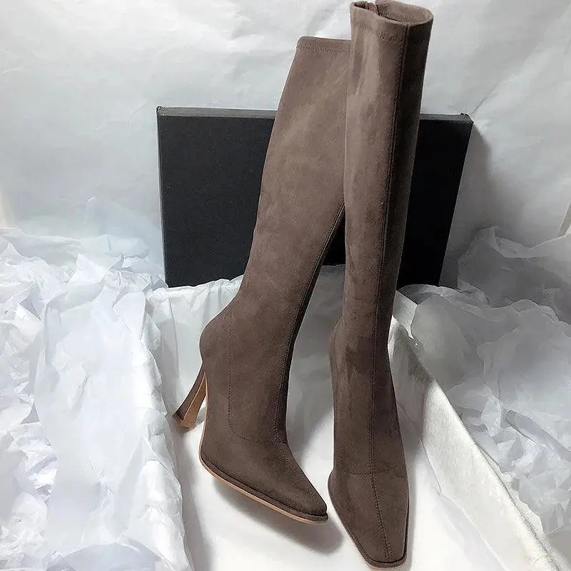 Pointy Thin High Heeled Knee High Women Boots