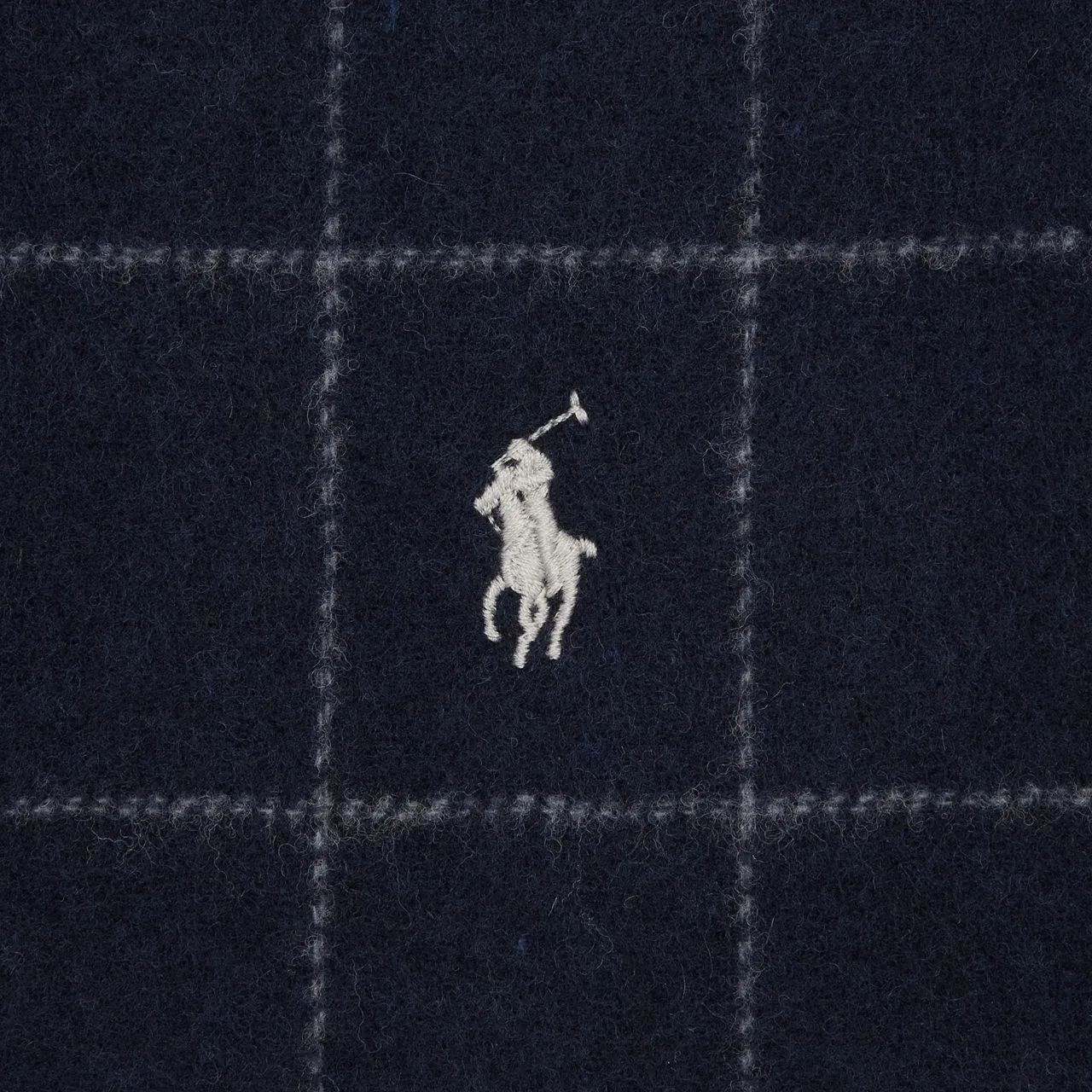 POLO RALPH LAUREN Windowpane-Check Logo Scarf - Navy