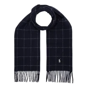 POLO RALPH LAUREN Windowpane-Check Logo Scarf - Navy