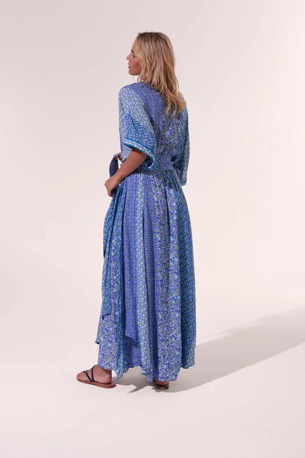 Poupette St. Barth - Long Dress Agnes - Blue Batik Stripe