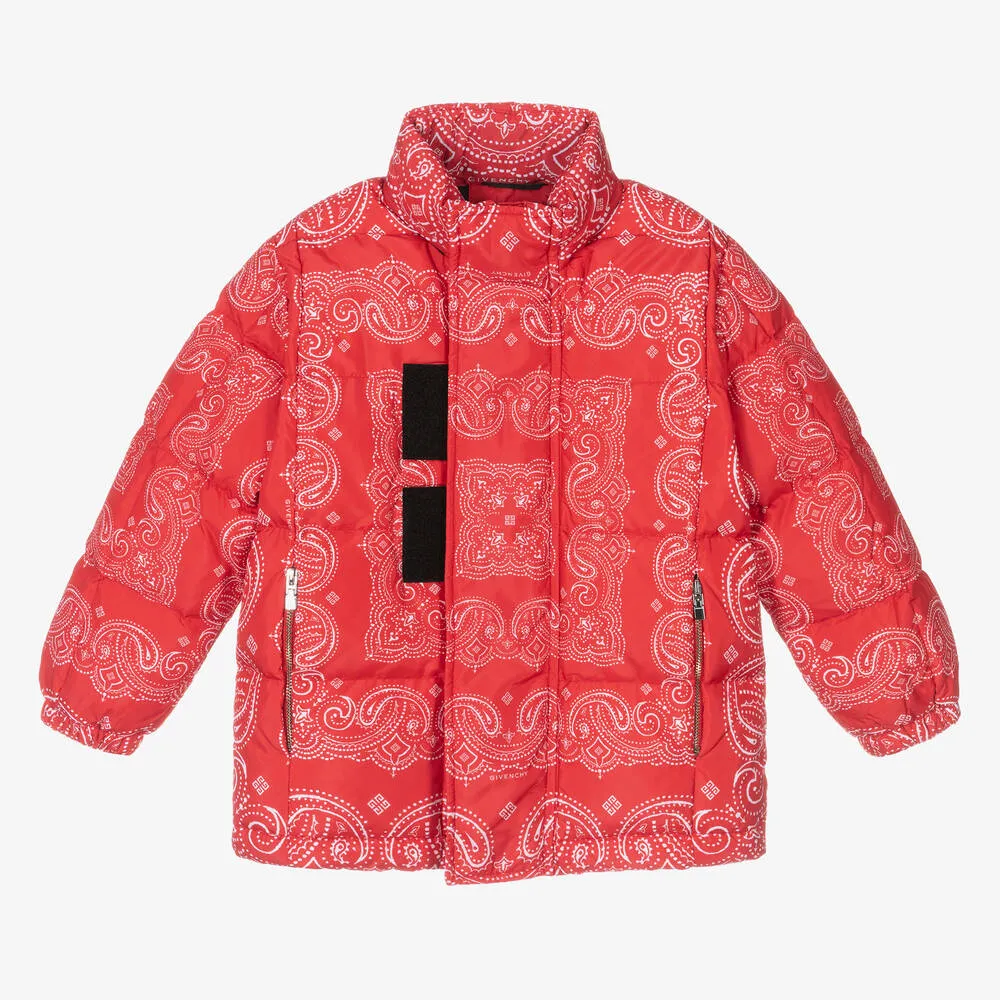 Red Bandana Print Down Jacket