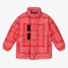 Red Bandana Print Down Jacket