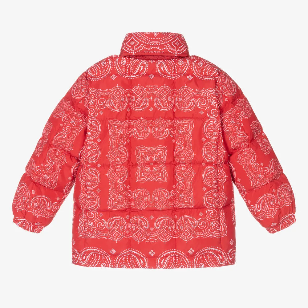 Red Bandana Print Down Jacket