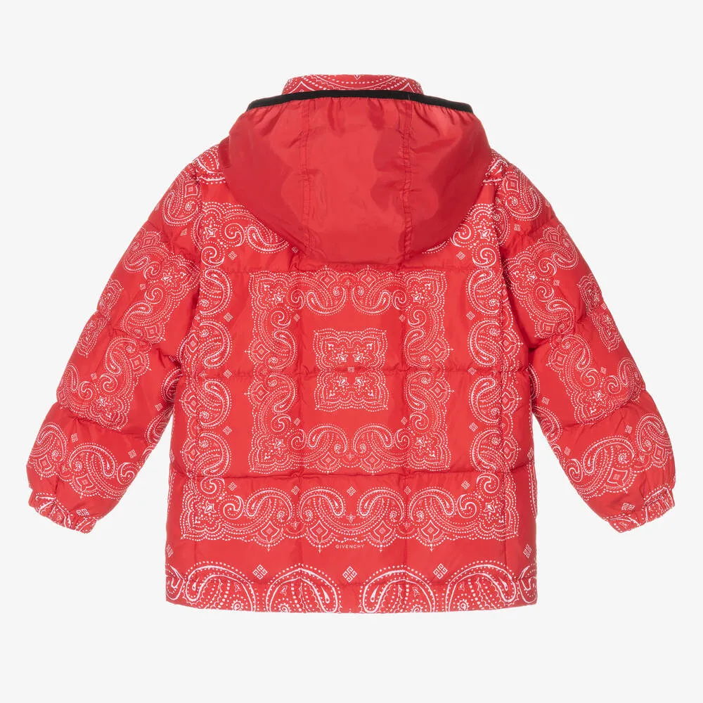 Red Bandana Print Down Jacket