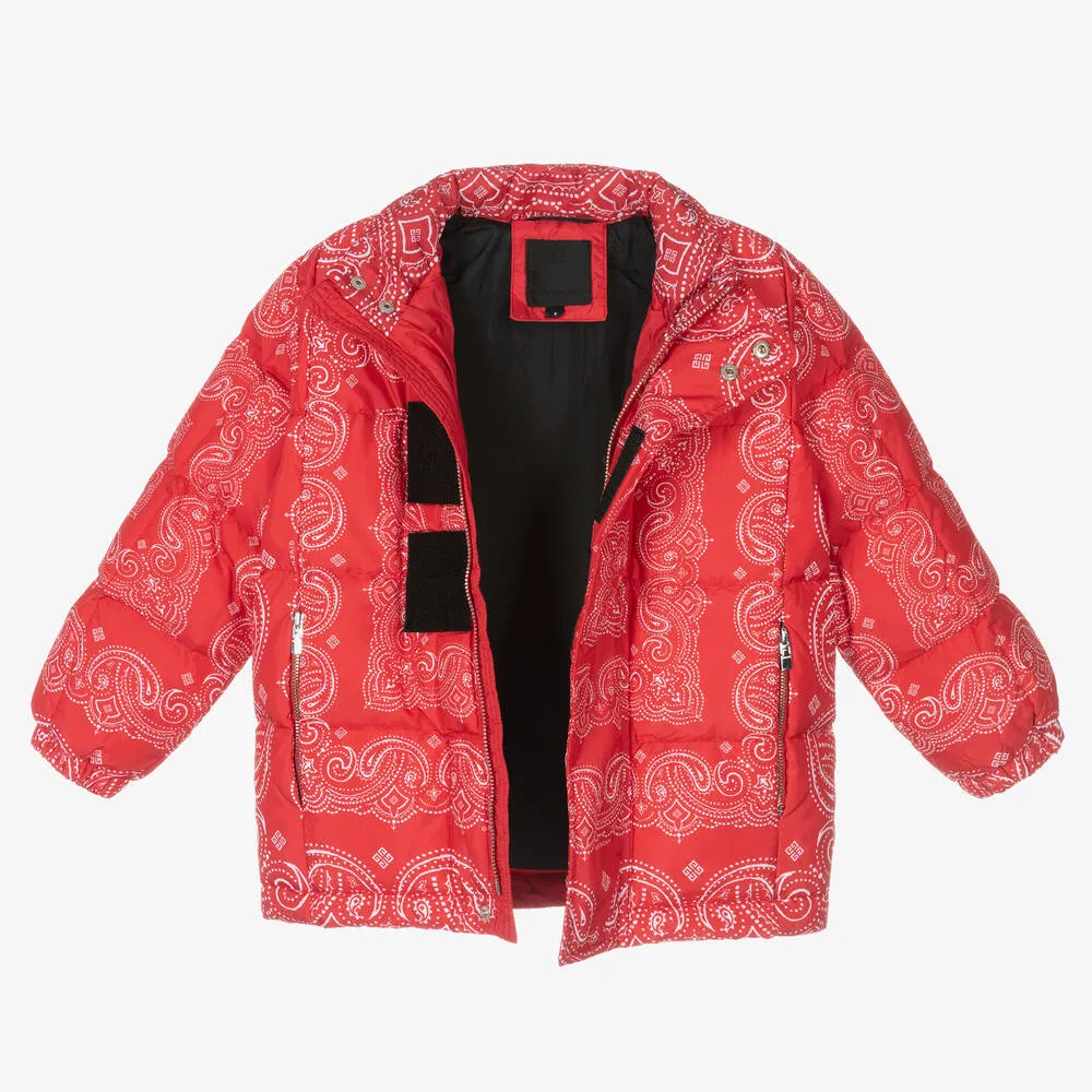 Red Bandana Print Down Jacket