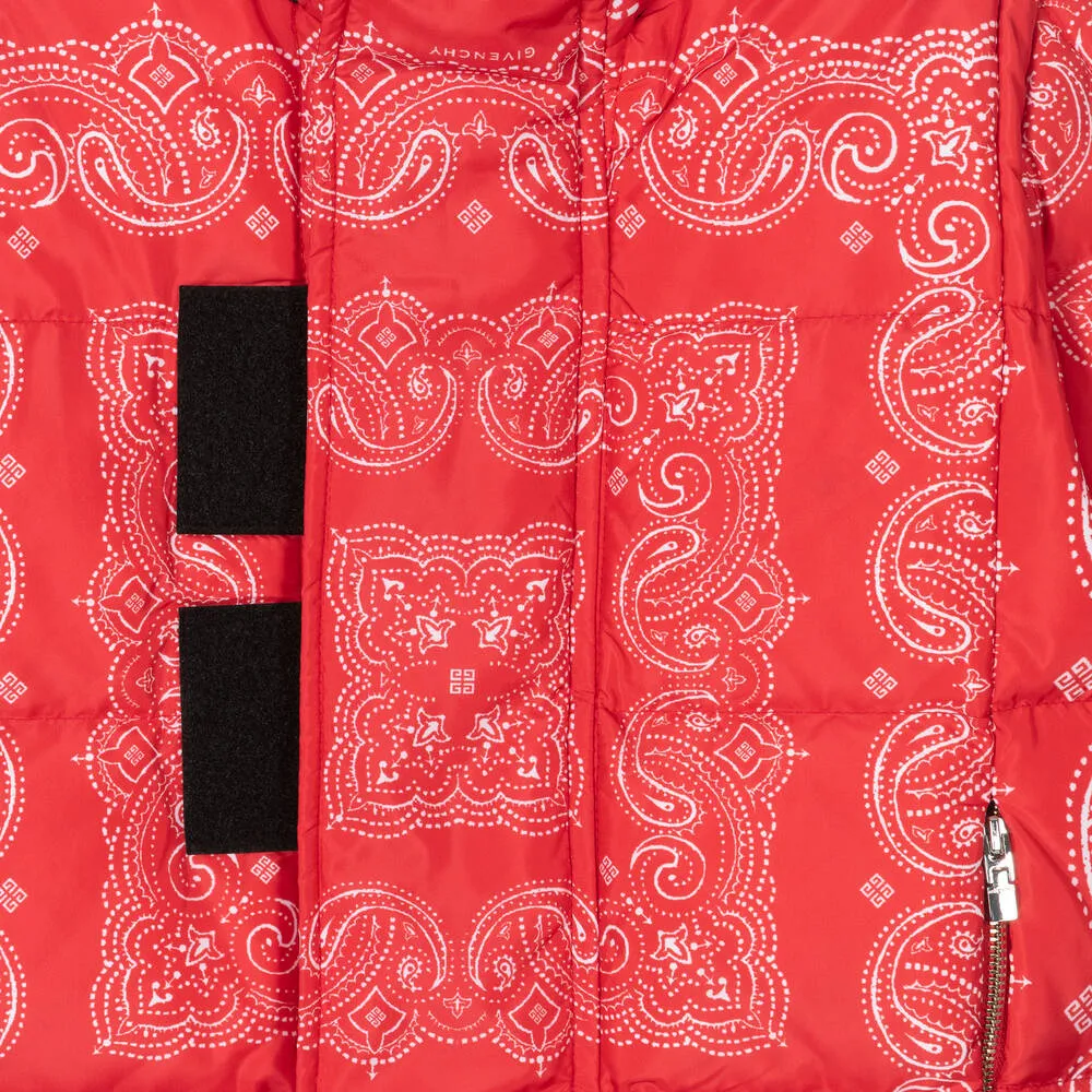 Red Bandana Print Down Jacket