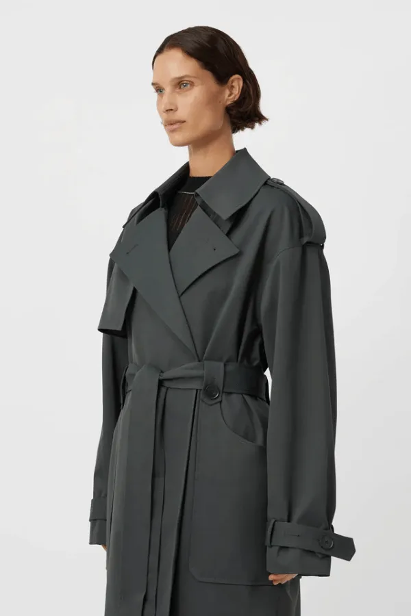 Reyes Classic Trench Coast Charcoal