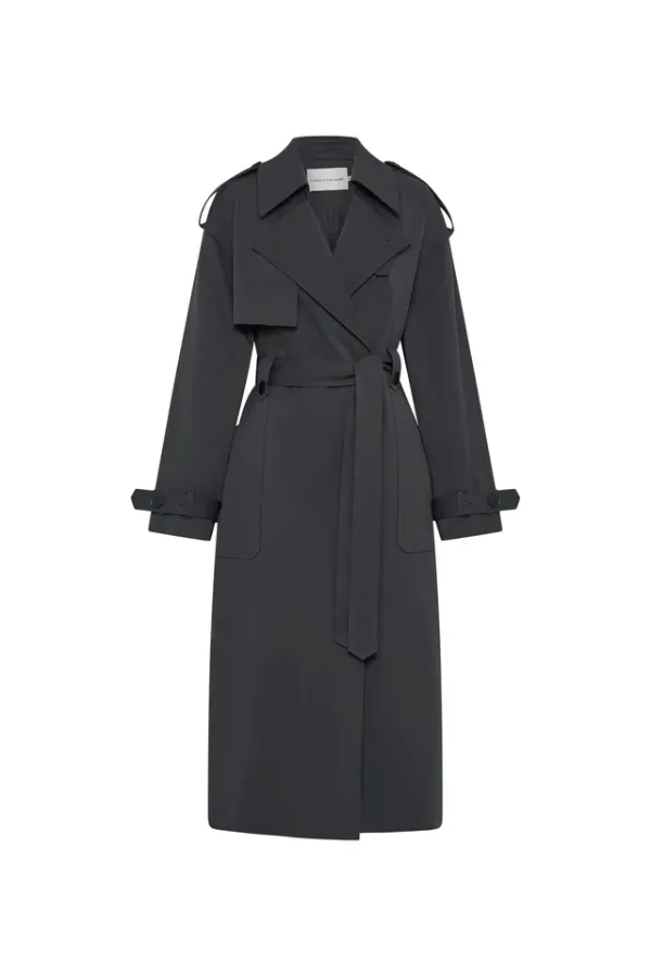 Reyes Classic Trench Coast Charcoal