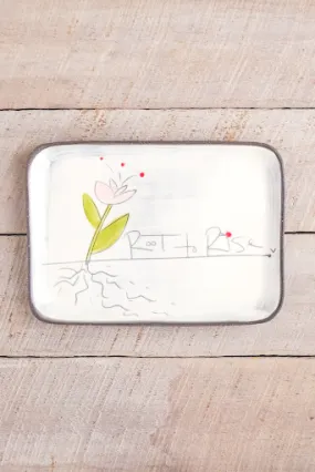 Root to Rise - Pink Hand Painted Ceramic Rectangle Plate