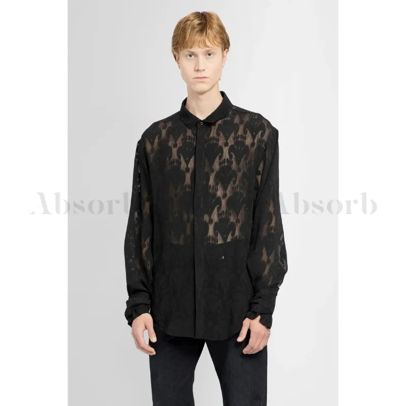 Saint Laurent  |Silk Street Style Long Sleeves Lace Luxury Shirts