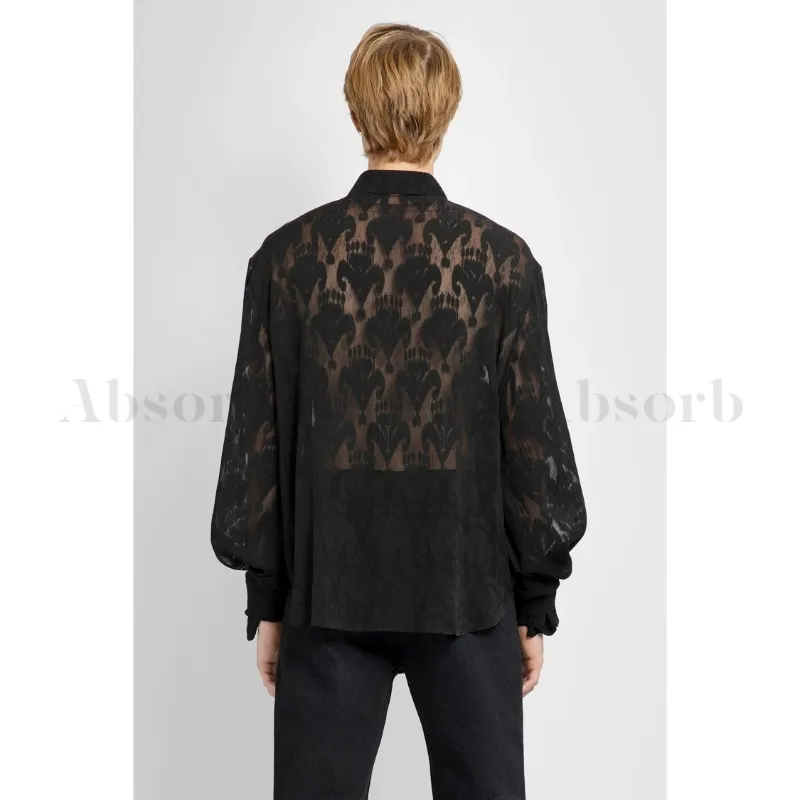 Saint Laurent  |Silk Street Style Long Sleeves Lace Luxury Shirts