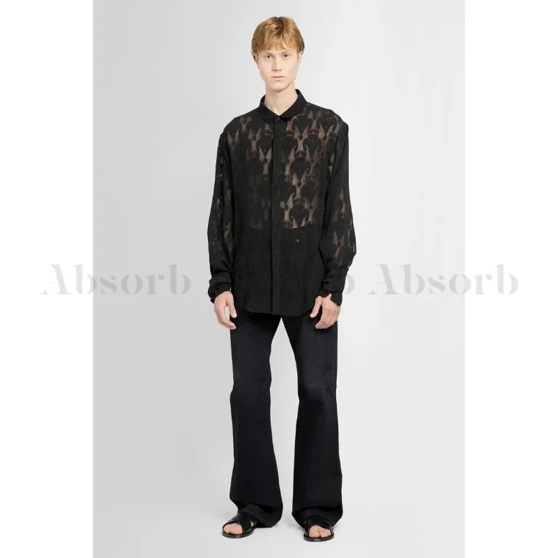 Saint Laurent  |Silk Street Style Long Sleeves Lace Luxury Shirts