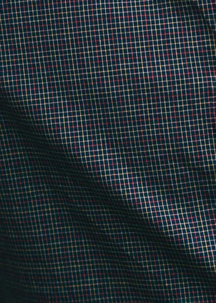 Short Sleeve Single Needle Shirt, Navy Micro Gingham