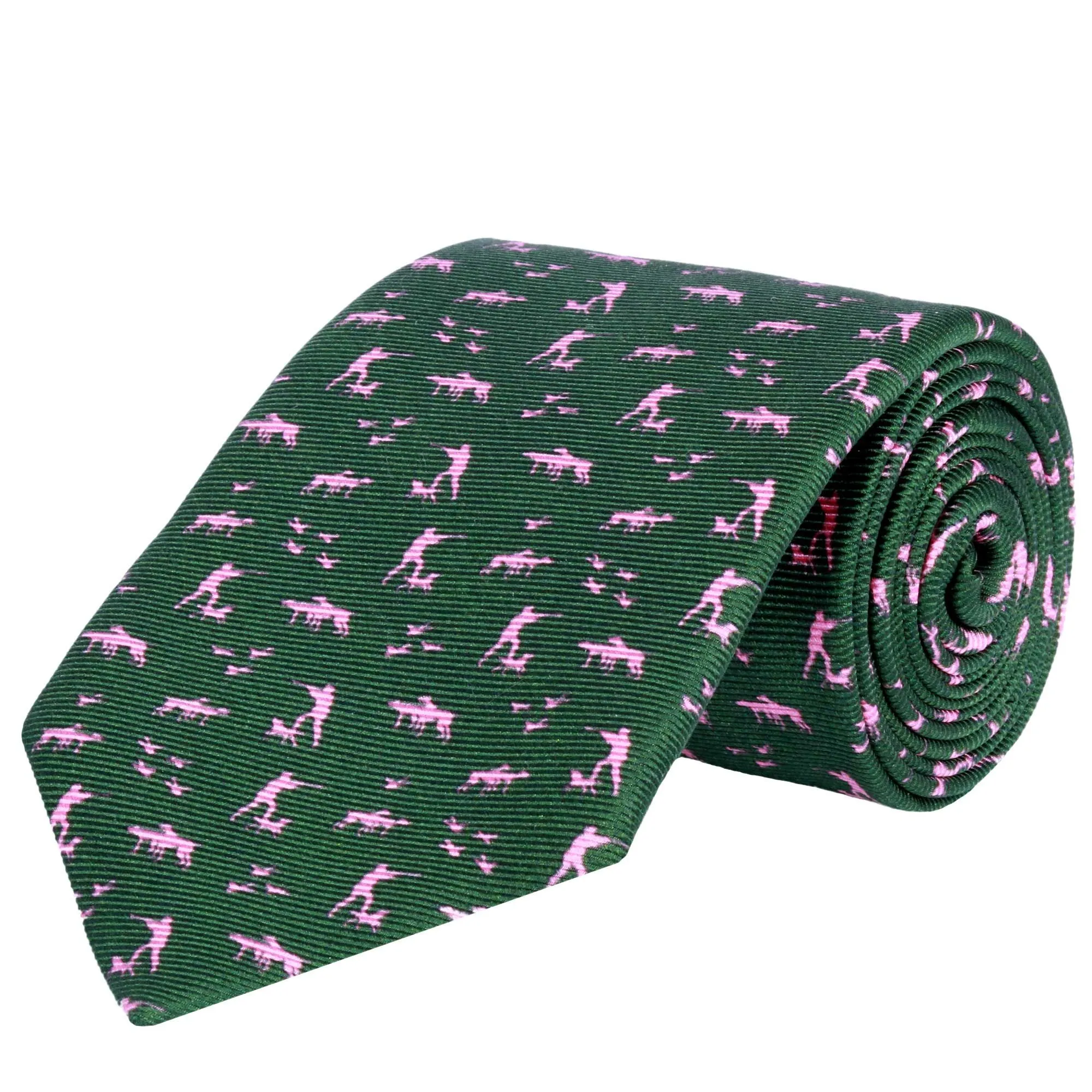 Silent Hunter Printed Silk Tie Green