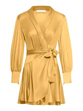 Silk Wrap Mini Dress