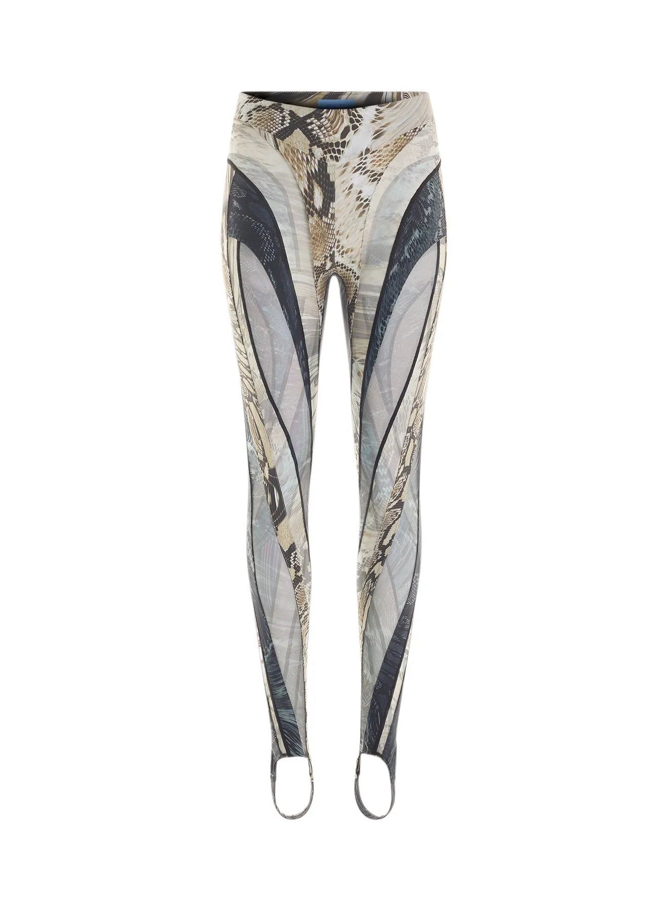 snake printed sheer spiral leggings