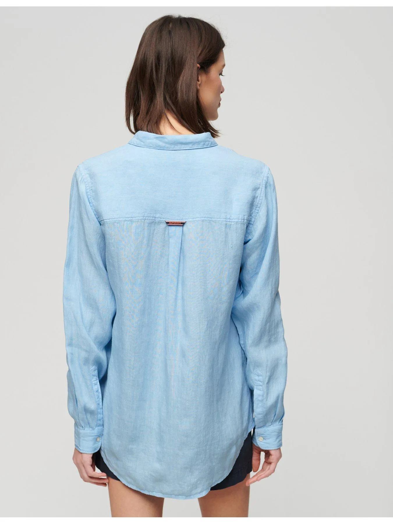 Superdry Casual Linen Boyfriend Shirt - Blue