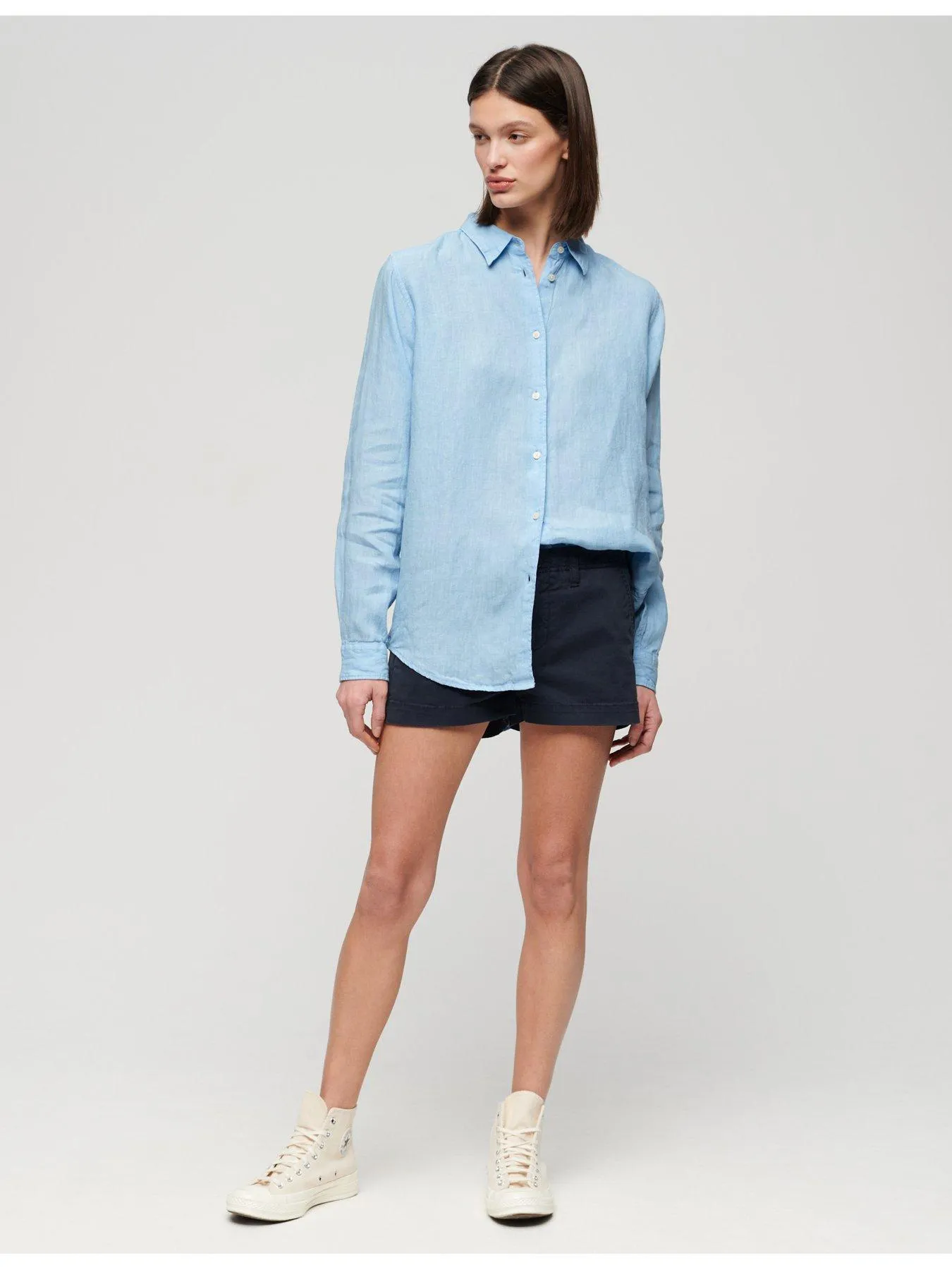 Superdry Casual Linen Boyfriend Shirt - Blue