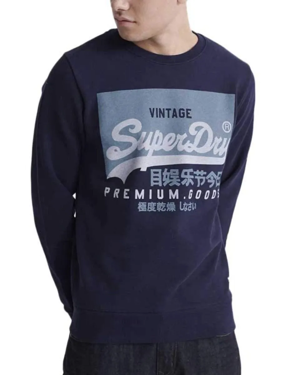 Superdry Vintage Crew Neck Sweatshirts Rich Navy