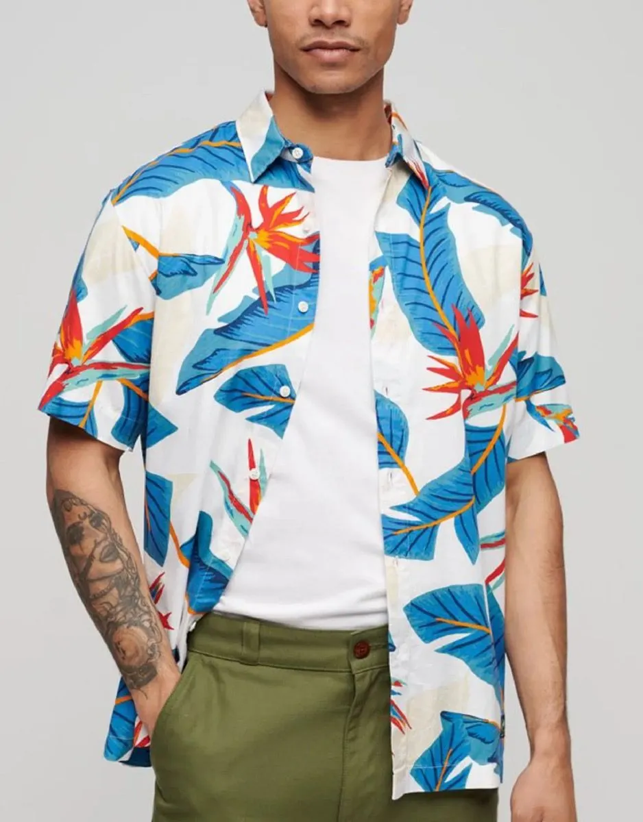 Superdry Vintage Hawaiian Short Sleeve Shirt Optic Paradise