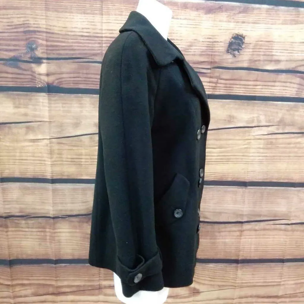 TALBOTS BLACK WOOL PEACOAT SIZE 6 TCC