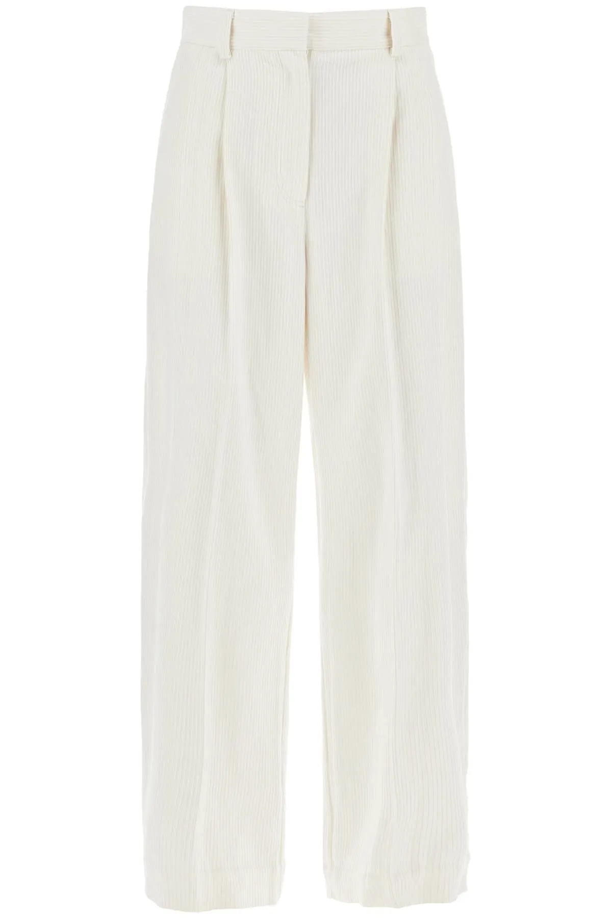 Toteme Silk And Cotton Corduroy Pants Made   White