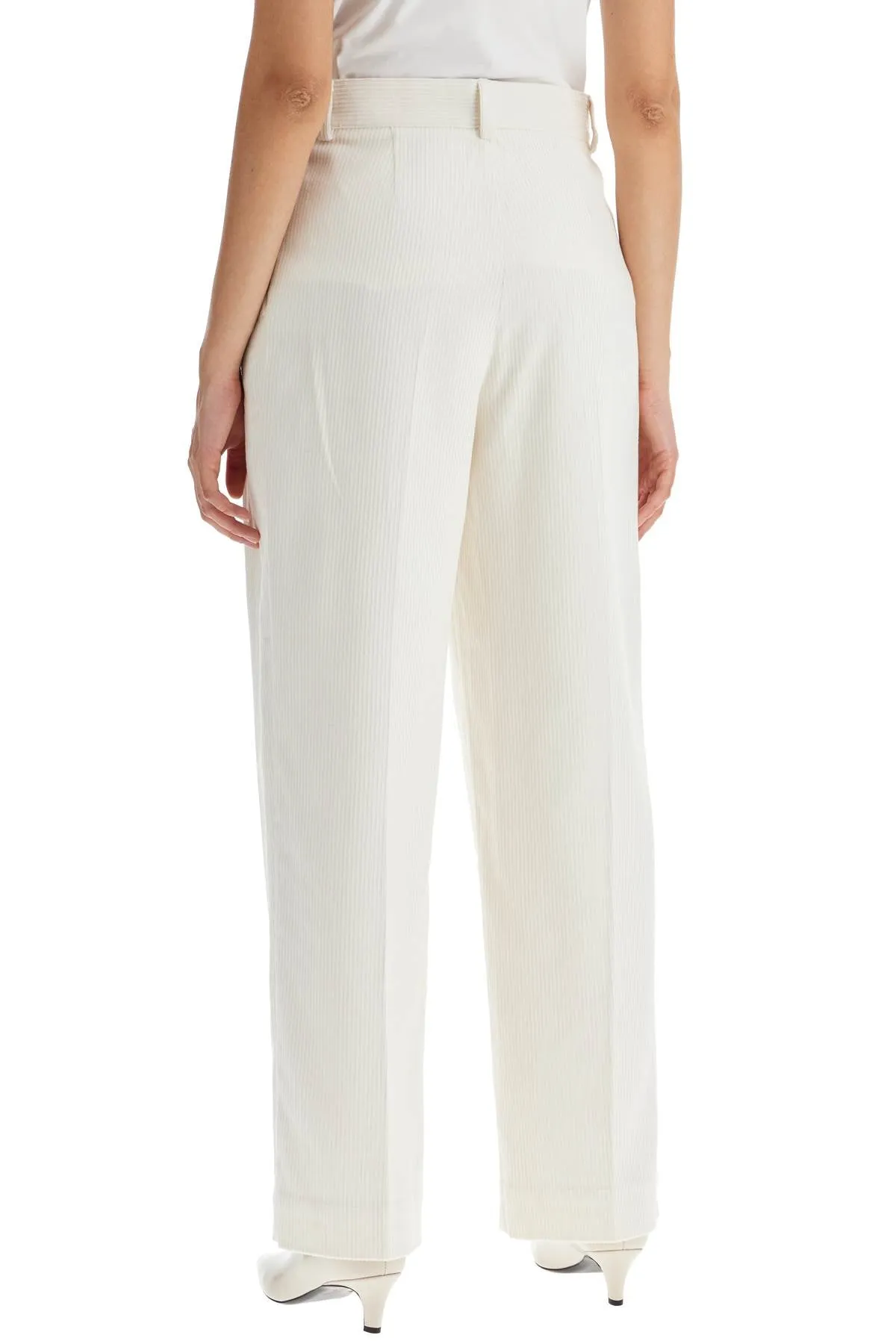 Toteme Silk And Cotton Corduroy Pants Made   White