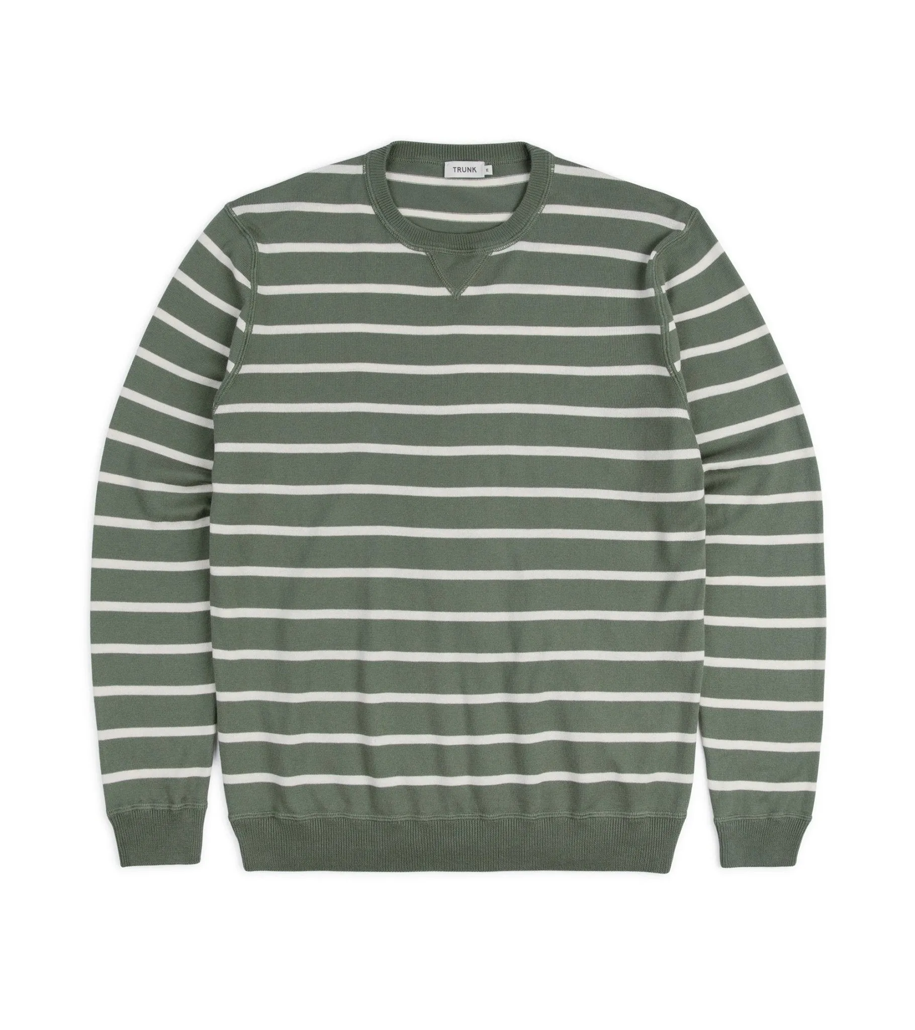 Trunk Marsham Cotton Cashmere Stripe Sweatshirt: Sage Green/Ecru