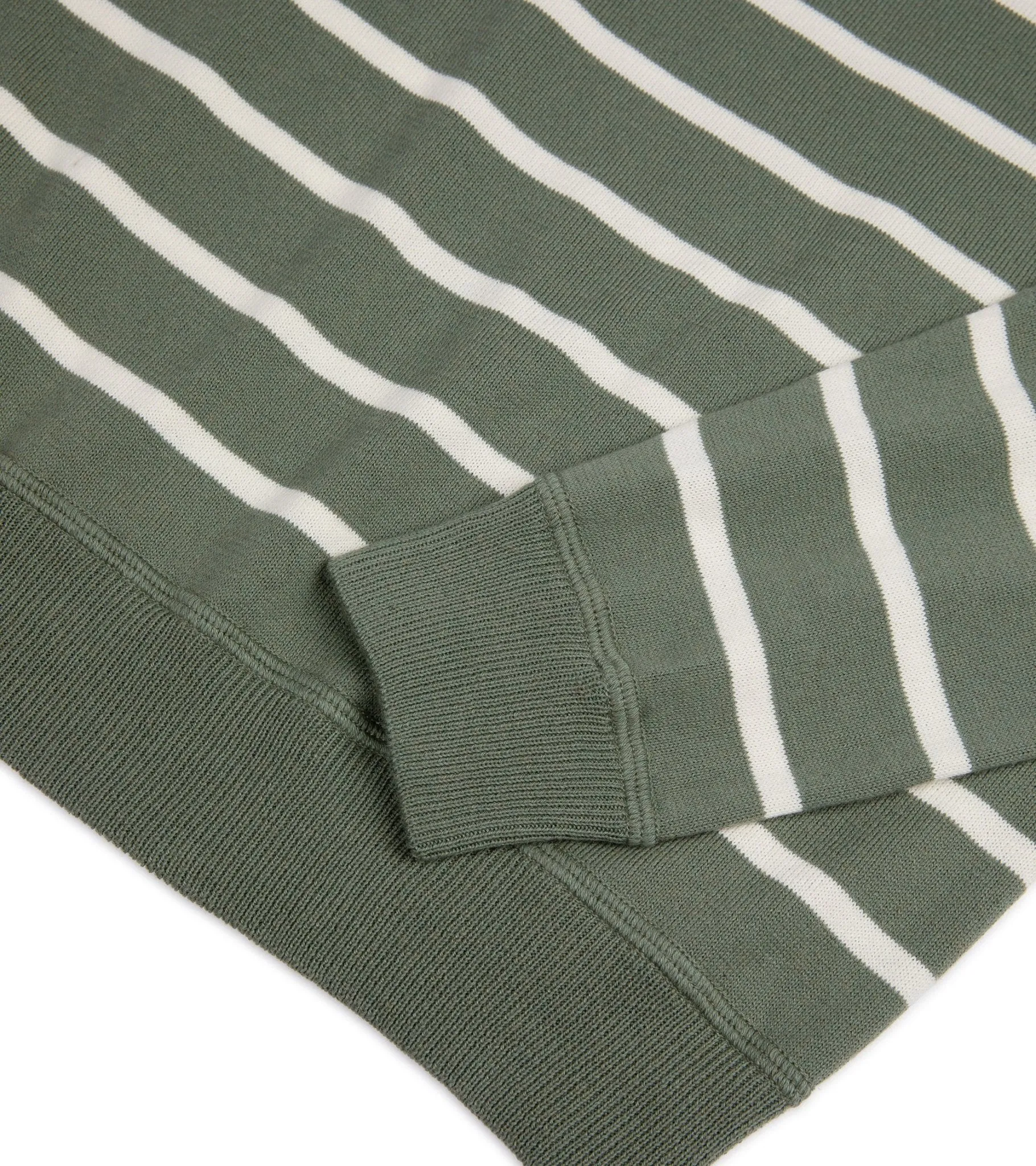 Trunk Marsham Cotton Cashmere Stripe Sweatshirt: Sage Green/Ecru