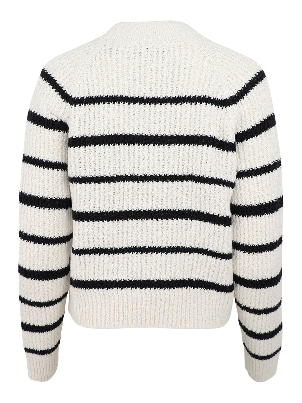 Vince Ribbed Stripe Pullover Sweater in Pampas/Black