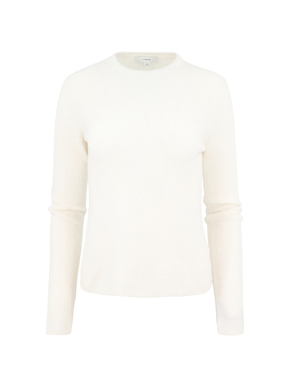 Vince Soft Bouclé Silk-Blend Crew Neck Sweater in Ivory