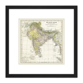 Wall Art & Pictures | Map Hunter Imperial Gazetteer India Empire 8X8 Inch Square Wooden Framed Wall Art Print Picture with M