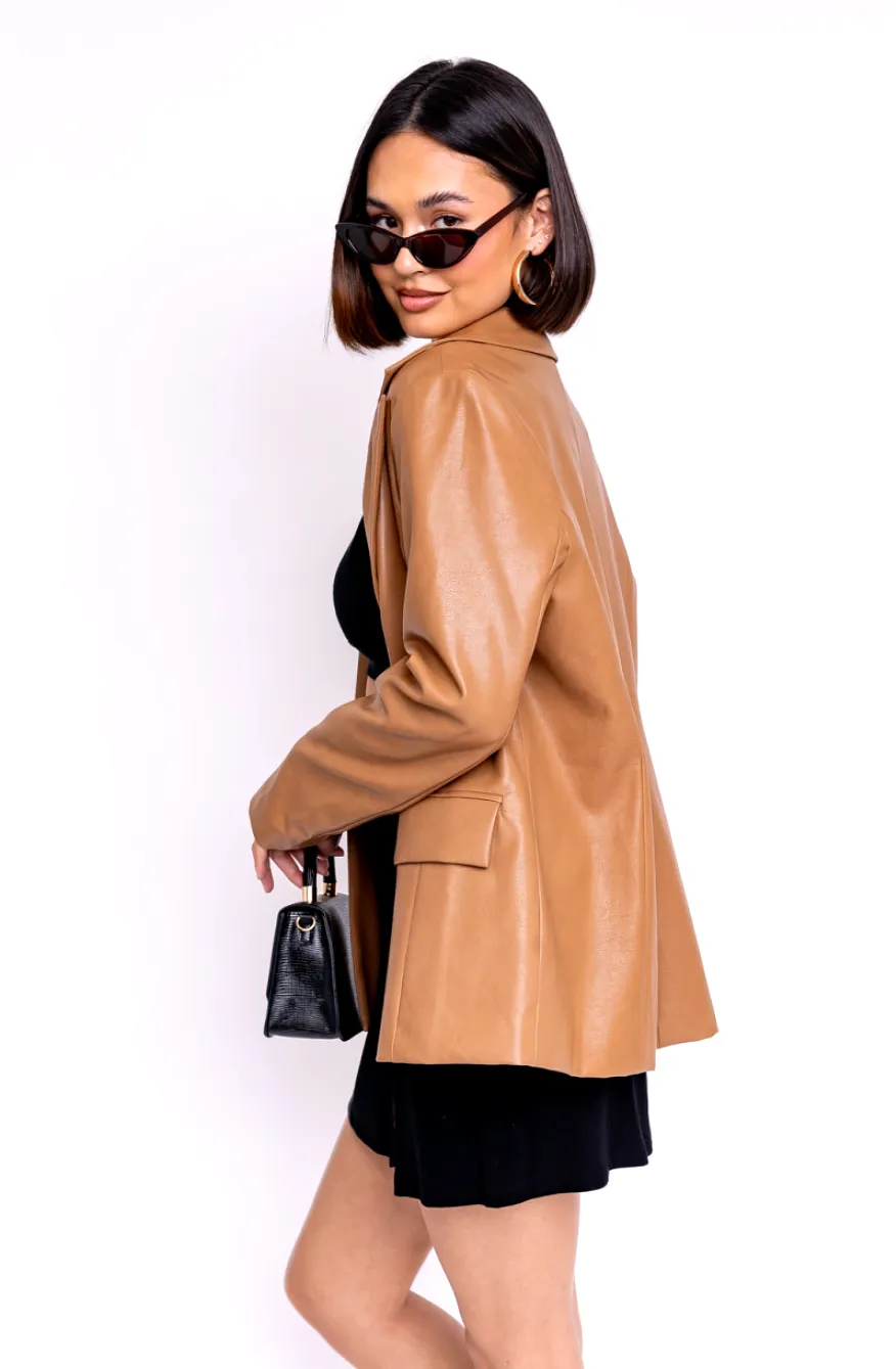 Weekends In France Leather Jacket - Camel