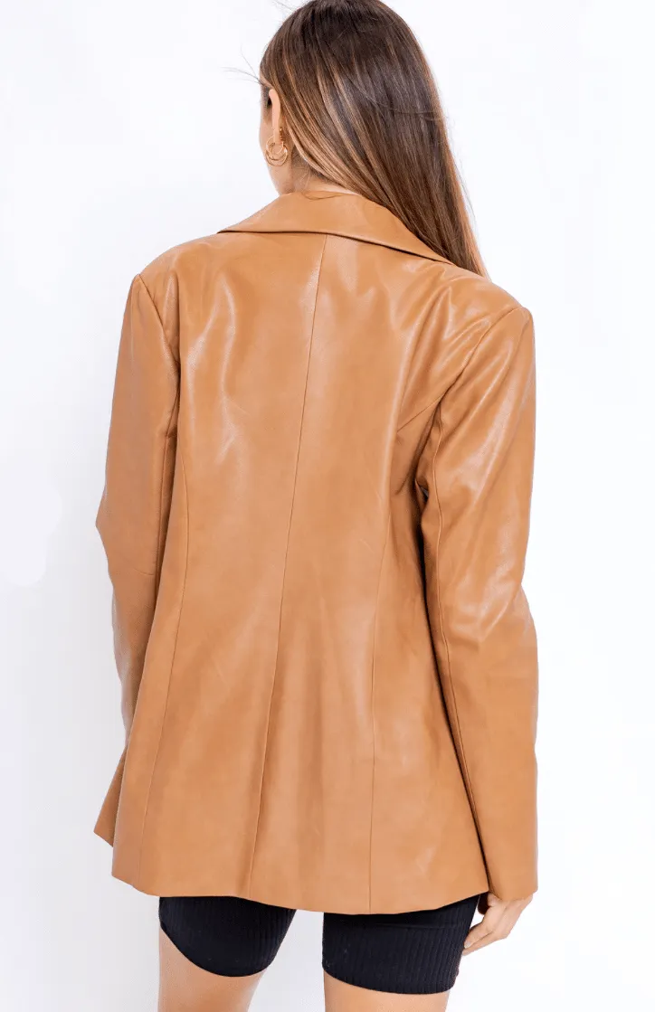 Weekends In France Leather Jacket - Camel