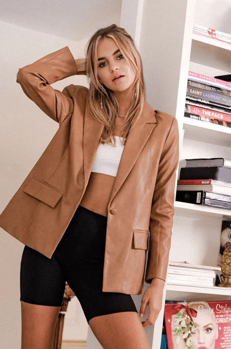 Weekends In France Leather Jacket - Camel