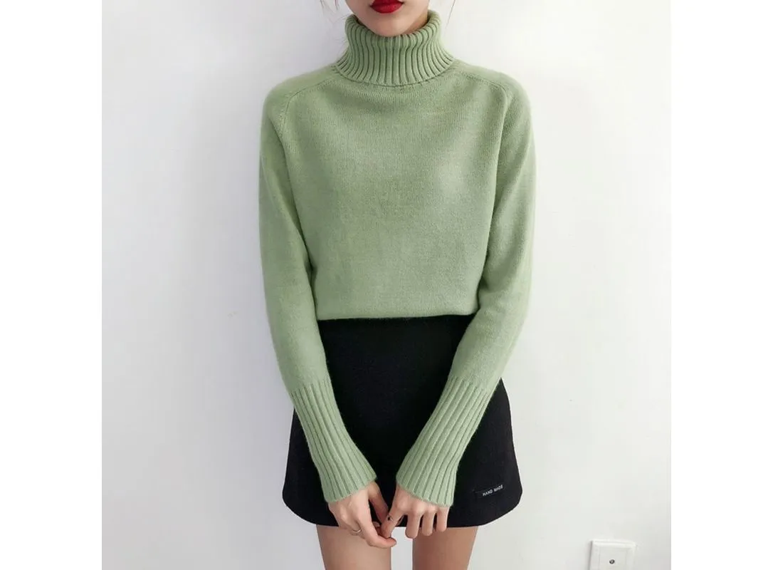 Winter Korean Cashmere Turtleneck Long Sleeve Pullover Female Jumper Knitwear|Pullovers|