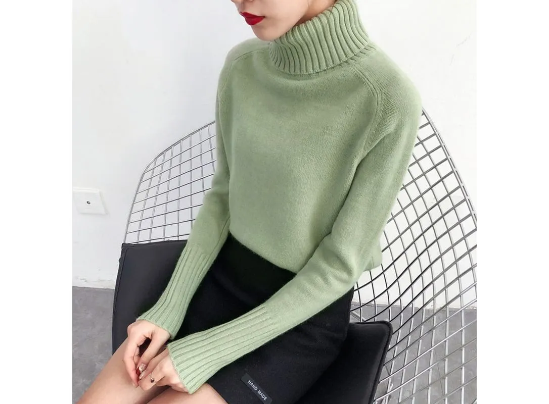 Winter Korean Cashmere Turtleneck Long Sleeve Pullover Female Jumper Knitwear|Pullovers|