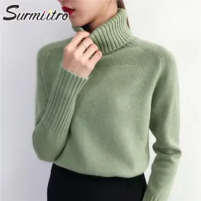 Winter Korean Cashmere Turtleneck Long Sleeve Pullover Female Jumper Knitwear|Pullovers|