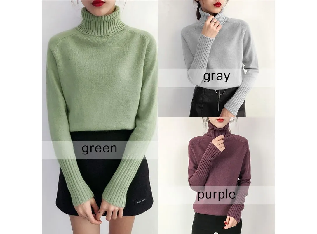 Winter Korean Cashmere Turtleneck Long Sleeve Pullover Female Jumper Knitwear|Pullovers|