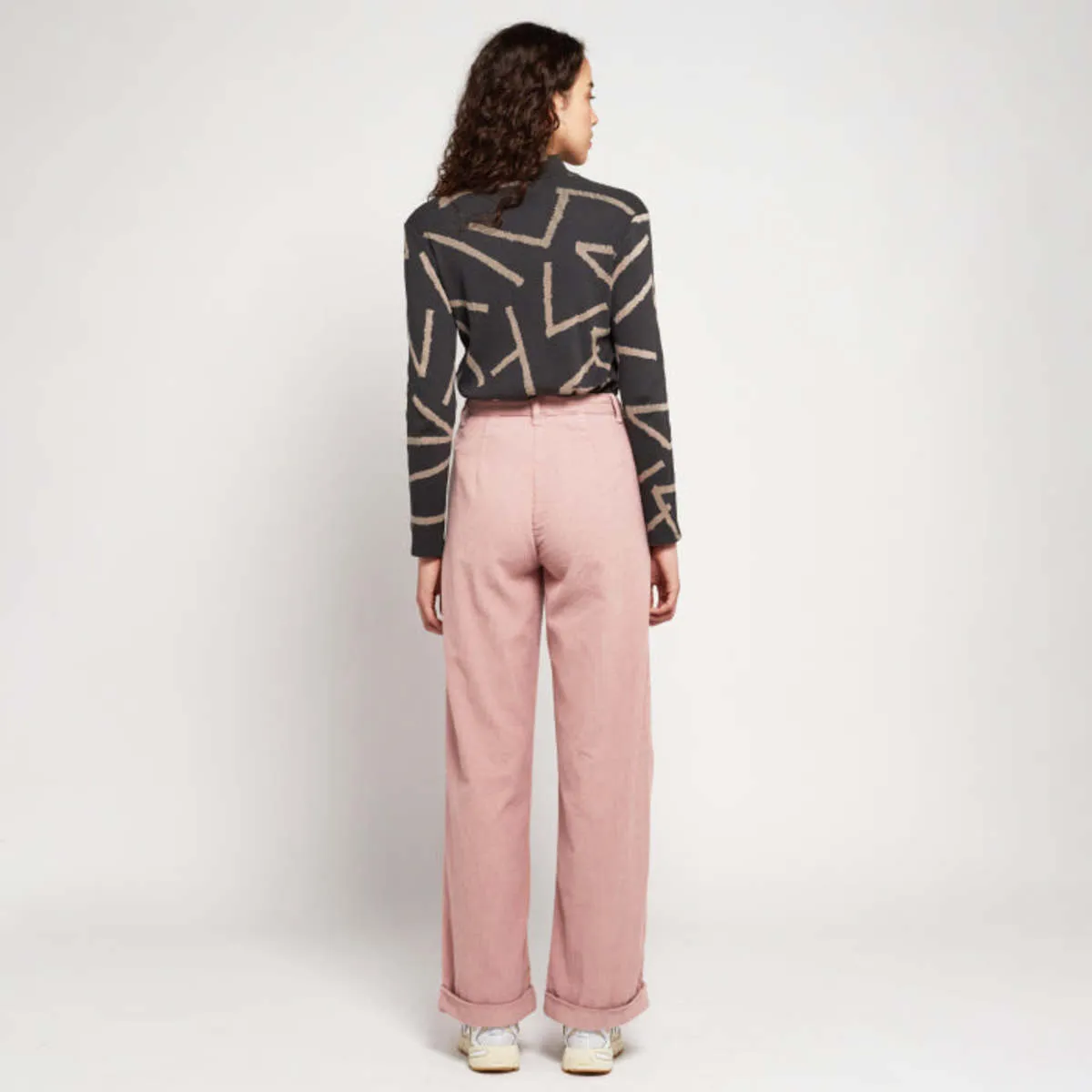 Woman Pleated Corduroy Pants - Pink