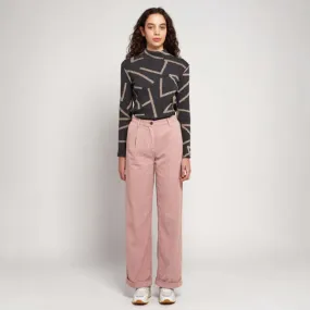 Woman Pleated Corduroy Pants - Pink