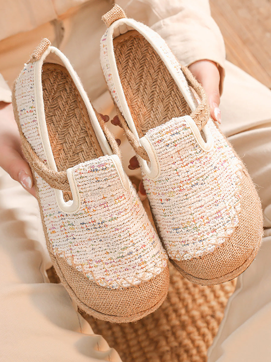 Women Ethnic Summer Linen Cotton Flat Shoes KL1035