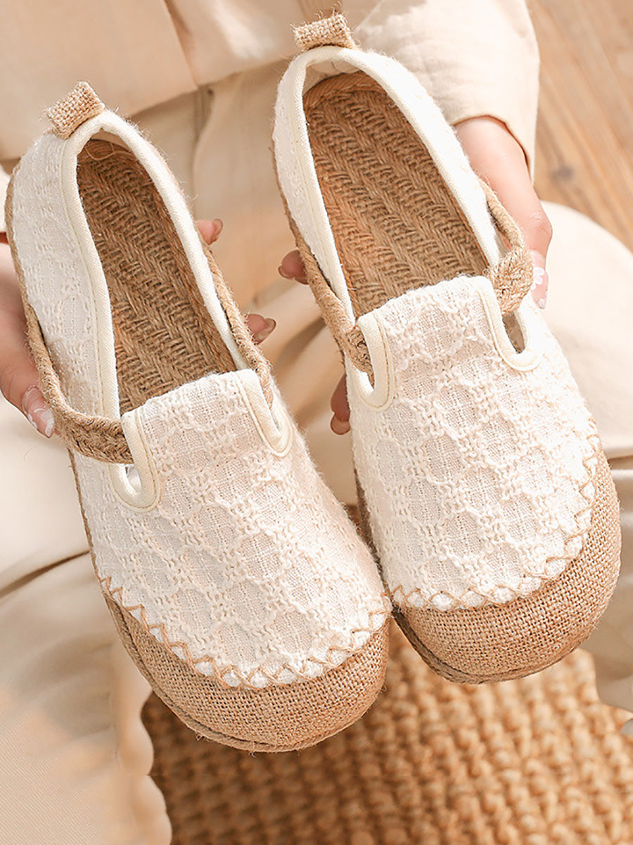 Women Ethnic Summer Linen Cotton Flat Shoes KL1035