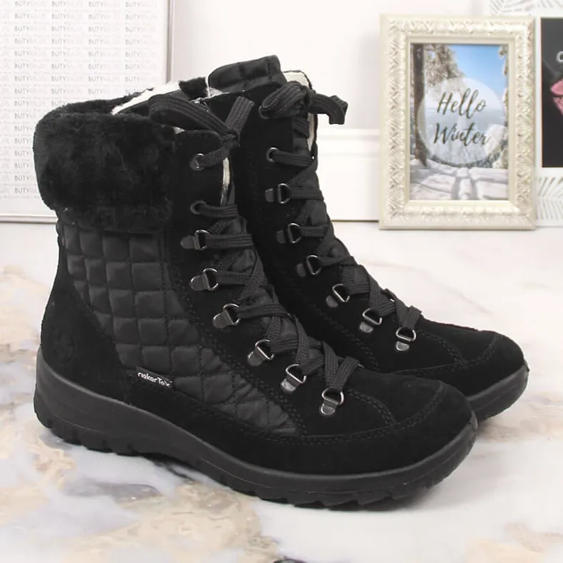 Women's waterproof leather snow boots Rieker L7141-00 black