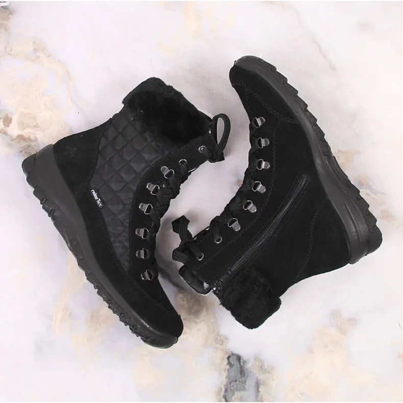 Women's waterproof leather snow boots Rieker L7141-00 black